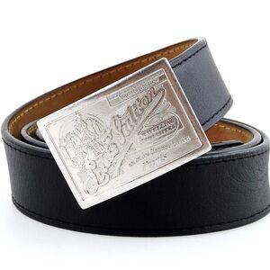 Louis Vuitton Black Leather Belt with Silver Buckle
